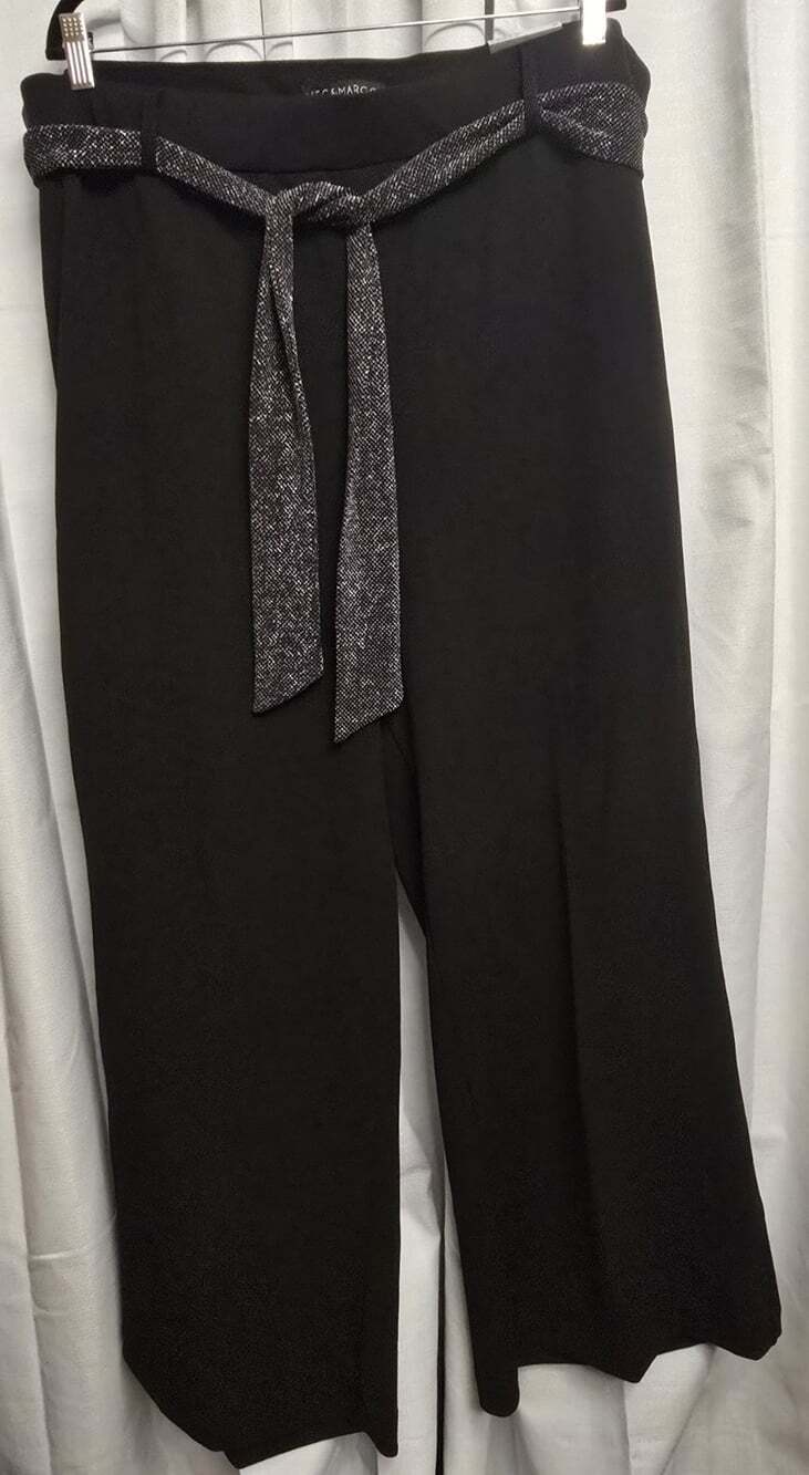 MEG & MARGOT Woman's Plus Size 3X Black Pull On Straight Wide Leg Pants Tie